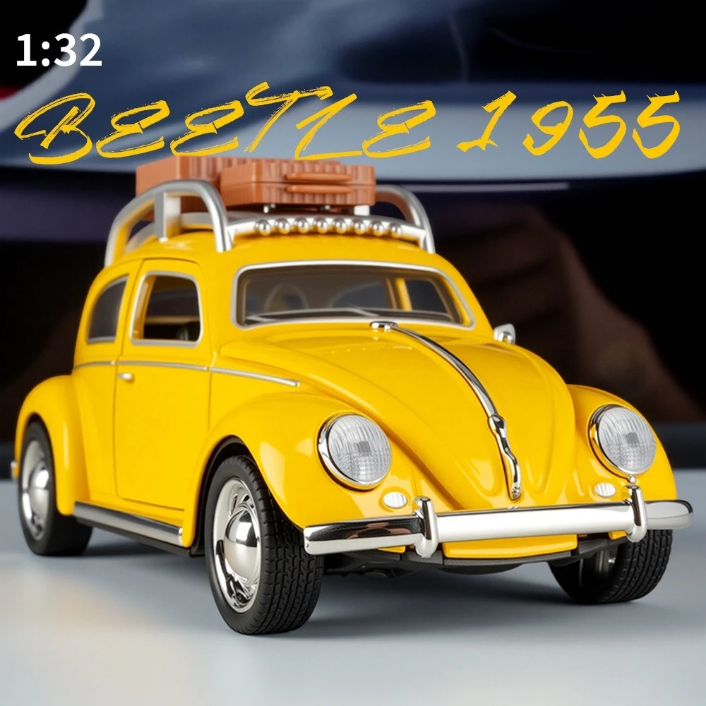 

1:32 1955 Beetle Simulation Alloy Car Model with Sound Light Children Boy Diecast Toy Vehicle Gift Collection Miniature Gifts
