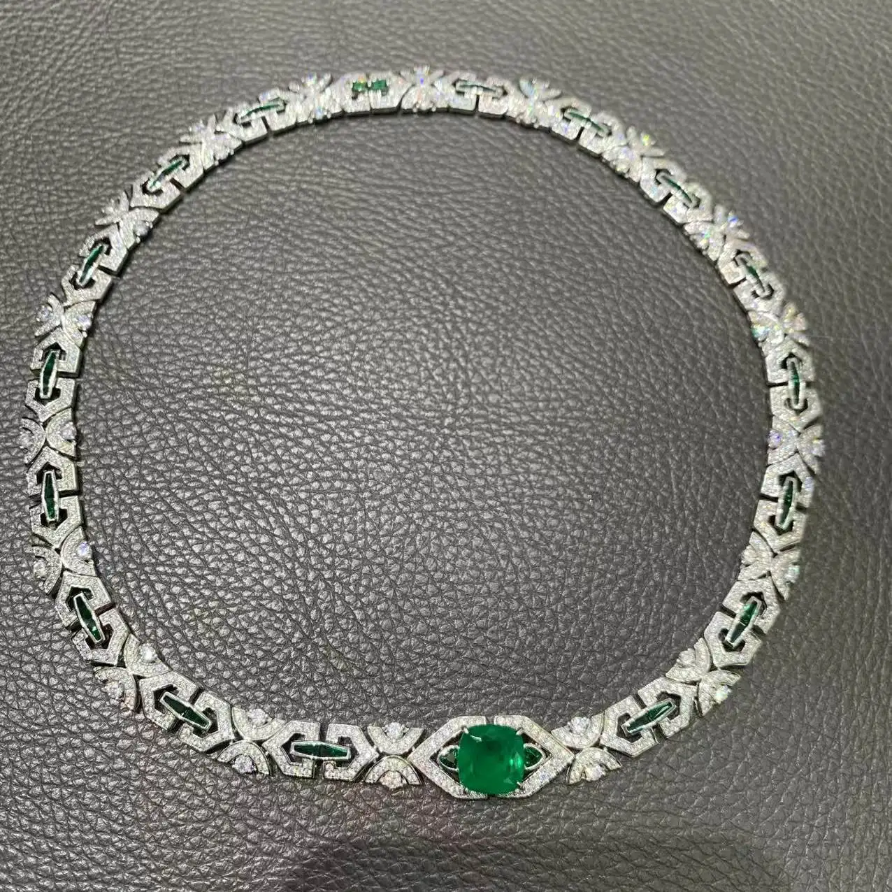 green color vintage 925 sterling silver with cubic zircon choker necklace classic fine women jewelry party