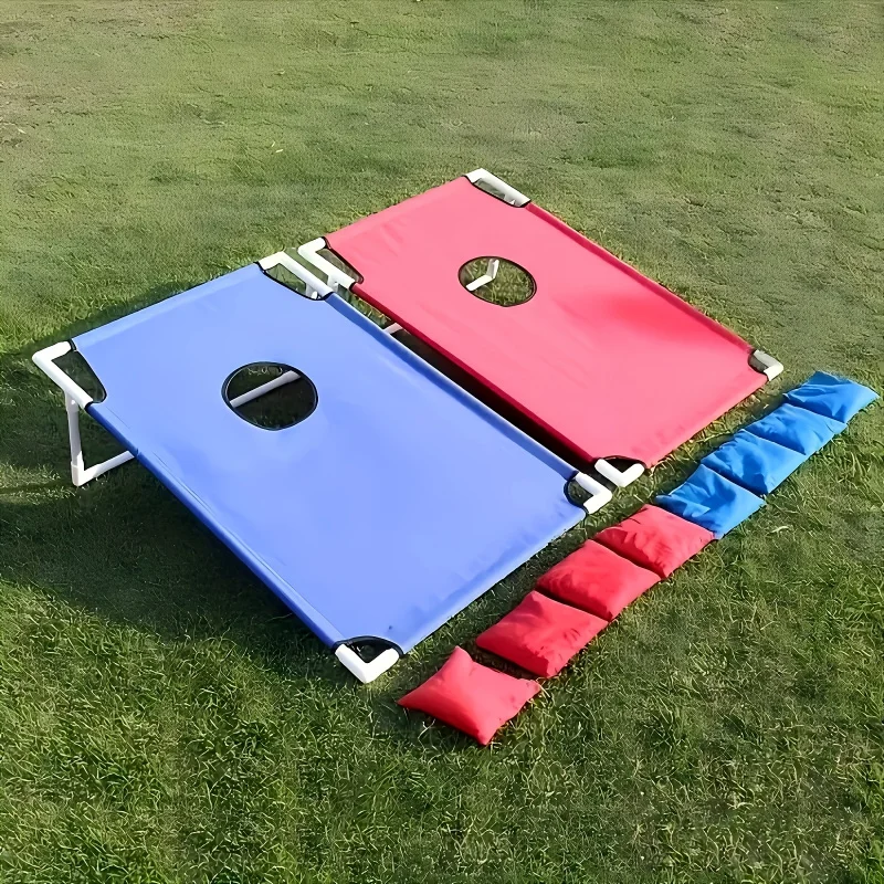 

A set of red and blue portable cornhole games - Foldable and durable，Suitable outdoor gatherings、Camping style and backyard