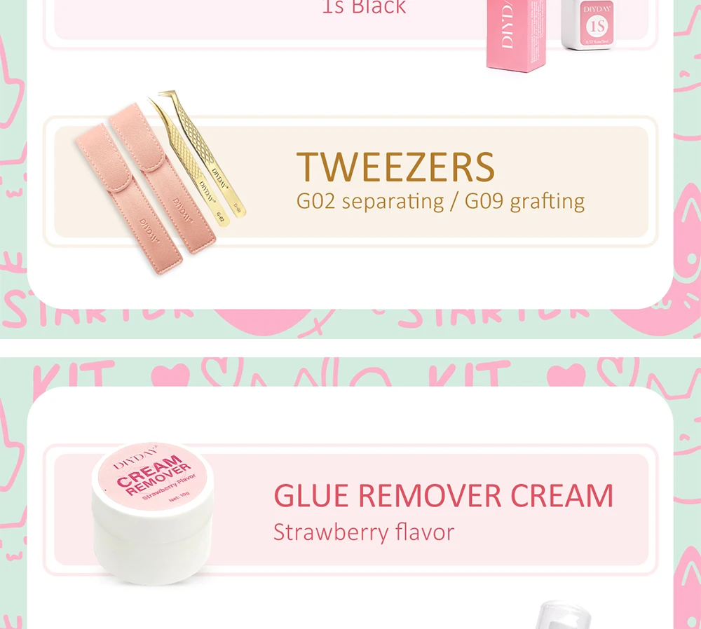DIYDAY Lash Starter Kit Set für Anfänger, individuelles klassisches 3D-W-Wimpernverlängerungs-Wimpernzubehör, Make-up-Werkzeug-Set – Detail 5