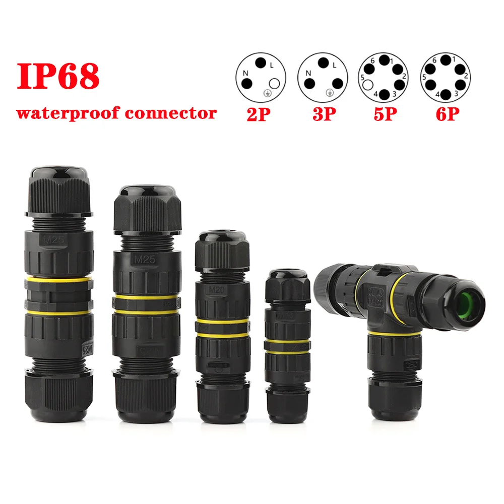 IP68 Waterproof Connector 2 3 4 5 Pin Cable Wire Gland Sleeve Connectors quick Screw connection Outdoor waterproof Terminal