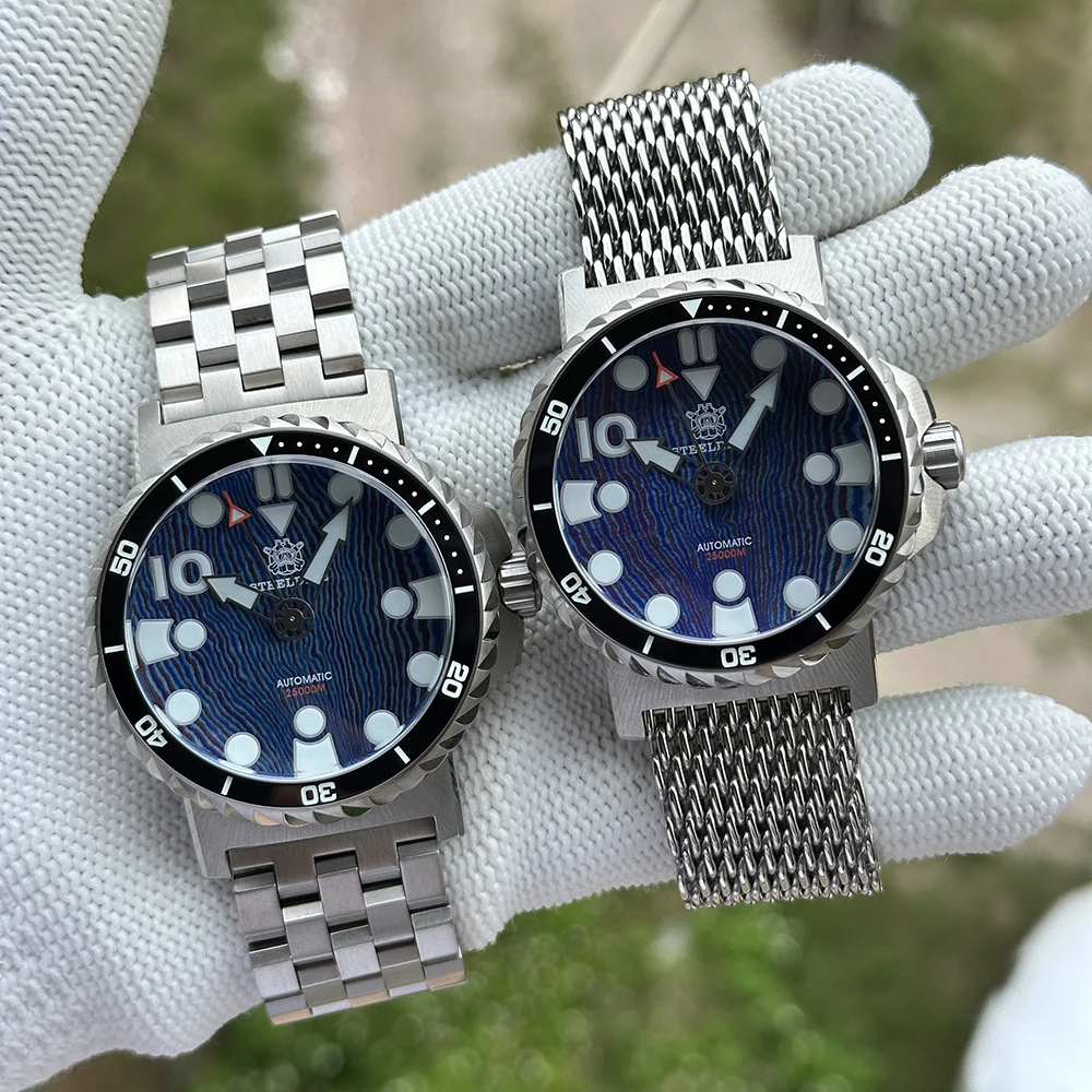 STEELDIVE New In SD1982T 46.5MM Case Titanium Damascus Dial Thick