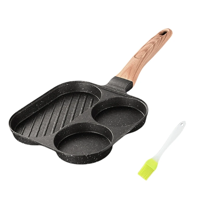 Breakfast Frying Pans 3 Sections Omelette Skillets with Heat Proof Handle