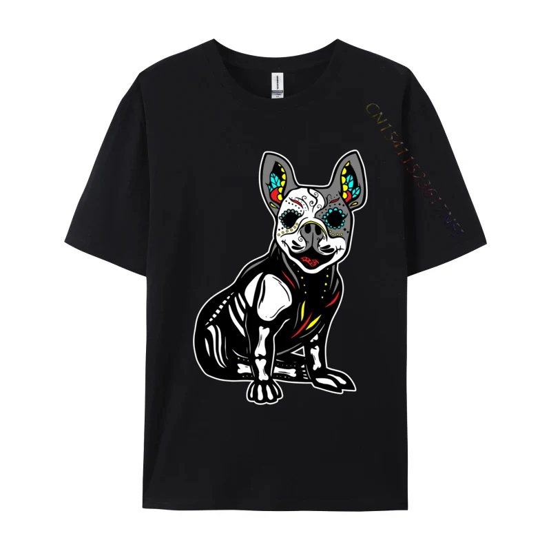 Dog Sugar Skull Puppy X-Ray Mexican Cool Christmas S T-Shirt Men Funny Basic Tees Crew Neck Pure Cotton T Shirts Plus Size