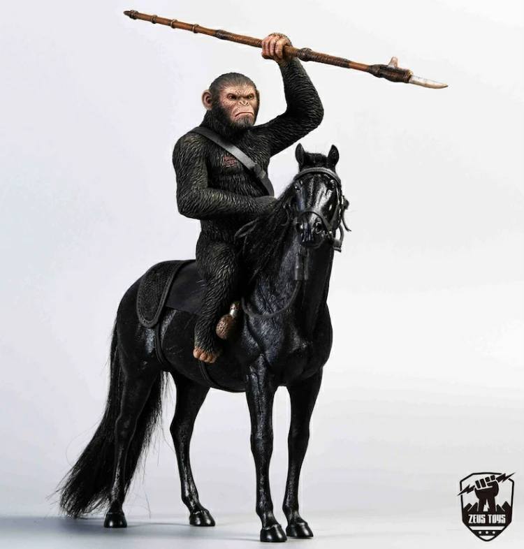 

In Stock ZEUS TOYS 1/12 Rise of the Apes Julius Caesar with horse Leader of the Apes Statues Anime Figure GK Model