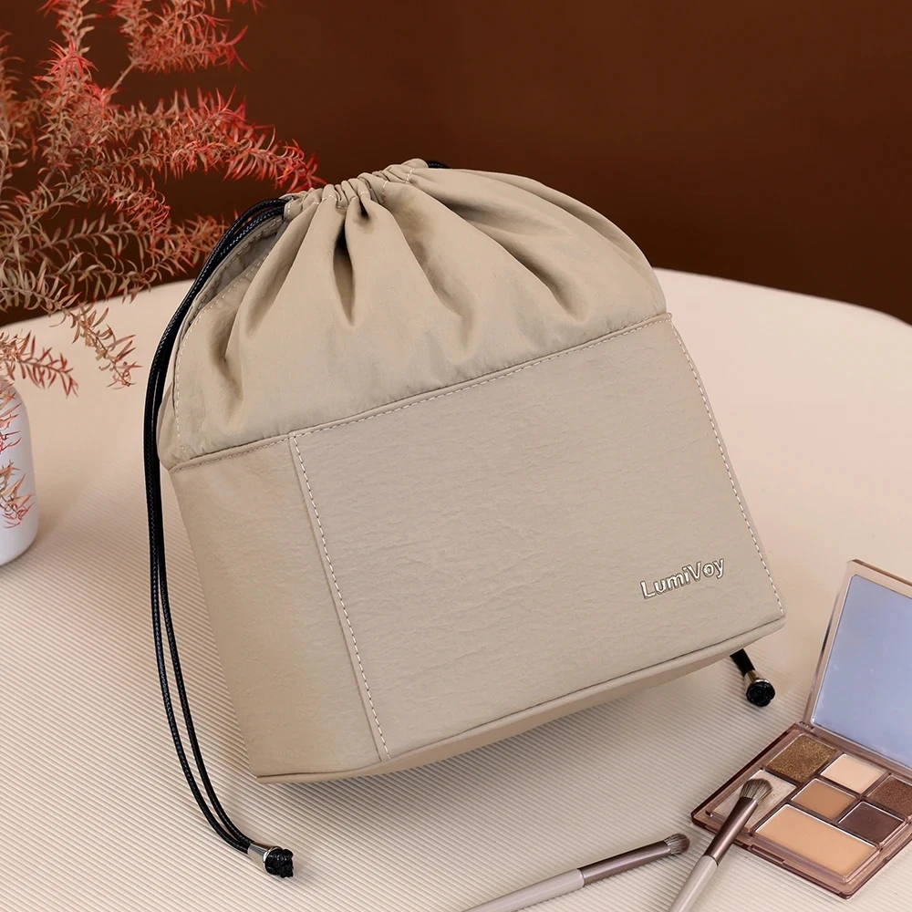 Lightweight Portable Drawstring Makeup Pouch Cosmetic Organizer for Outdoor Vacation Business Trip Toiletry Storage Bag