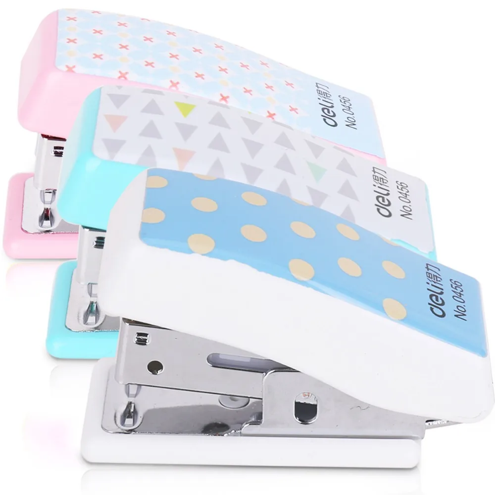 Cute Fashion Cartoon Effort Saving Mini Stapler Set Small Size Student Office Supplies Desk Binding Stationery Tool Kit