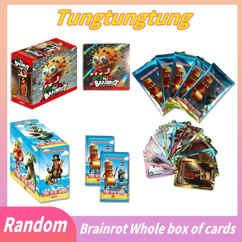 Tungtungtung Sahur Blindbox Cards Random 1 Box Brainrot Italian Cards Battle Board Game Toys Brr Patapim Tralalelo Tralala Shark
