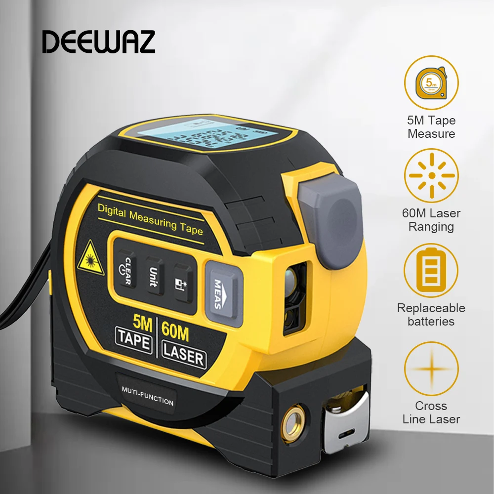 

Deewaz 60m Laser Distance Meter Rangefinder Digital Professional 5m Tape Measure