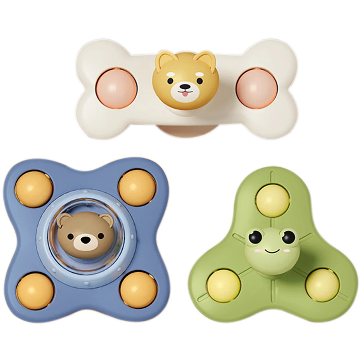 

3pcs Rotating Toys Baby Bath Toys Funny Bathing Sucker Spinner Suction Cup Cartoon Educational Toys For Children Boys Gift