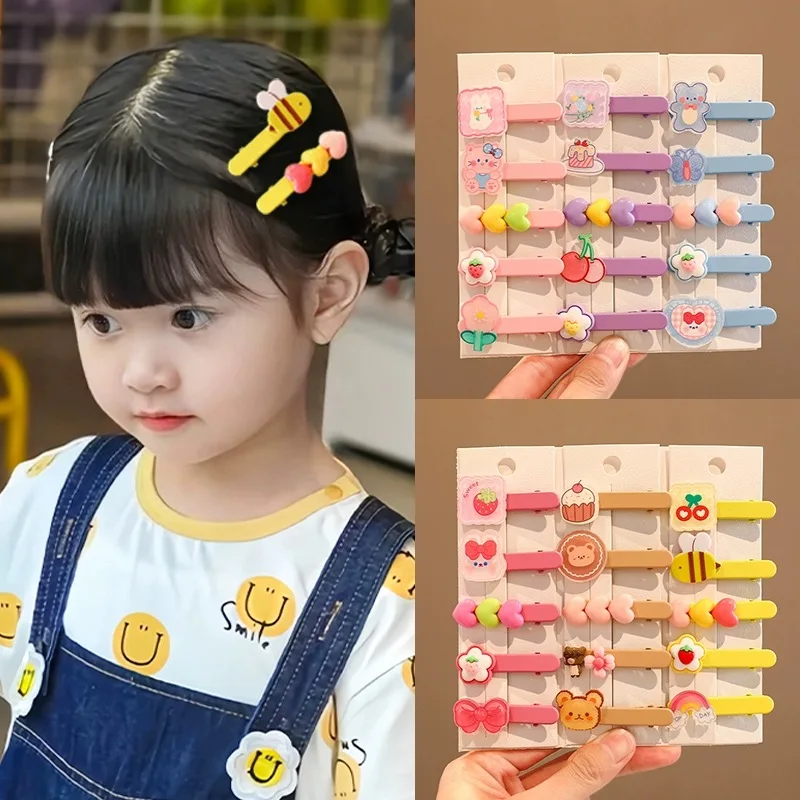 5 colorful broken hair clips Cute cartoon hair clip bangs bb Clip 2024 New candy color side clip back head headpiece