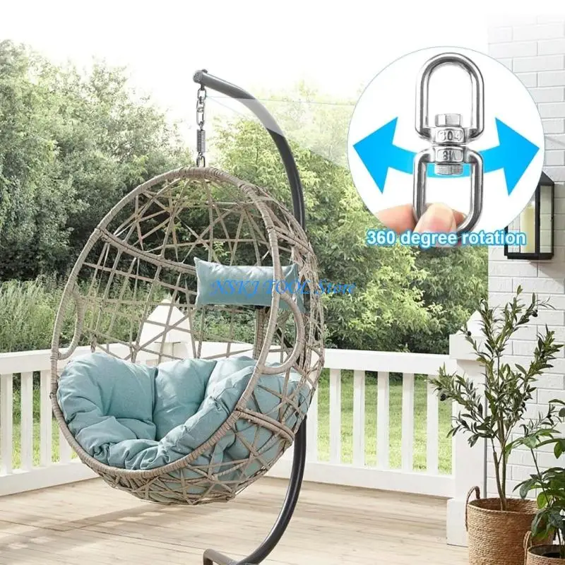 L8RC Adjustable Hanging Chair Spring with 360 Degree Rotates 2 Carabiners Strong 250kg Load Hammock Suspension System