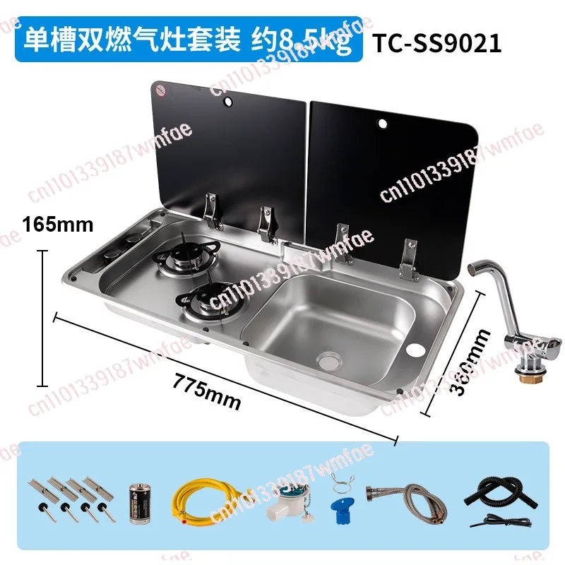 

RV stove sink with faucet trailer modified trailer stainless steel wash basin induction cooker