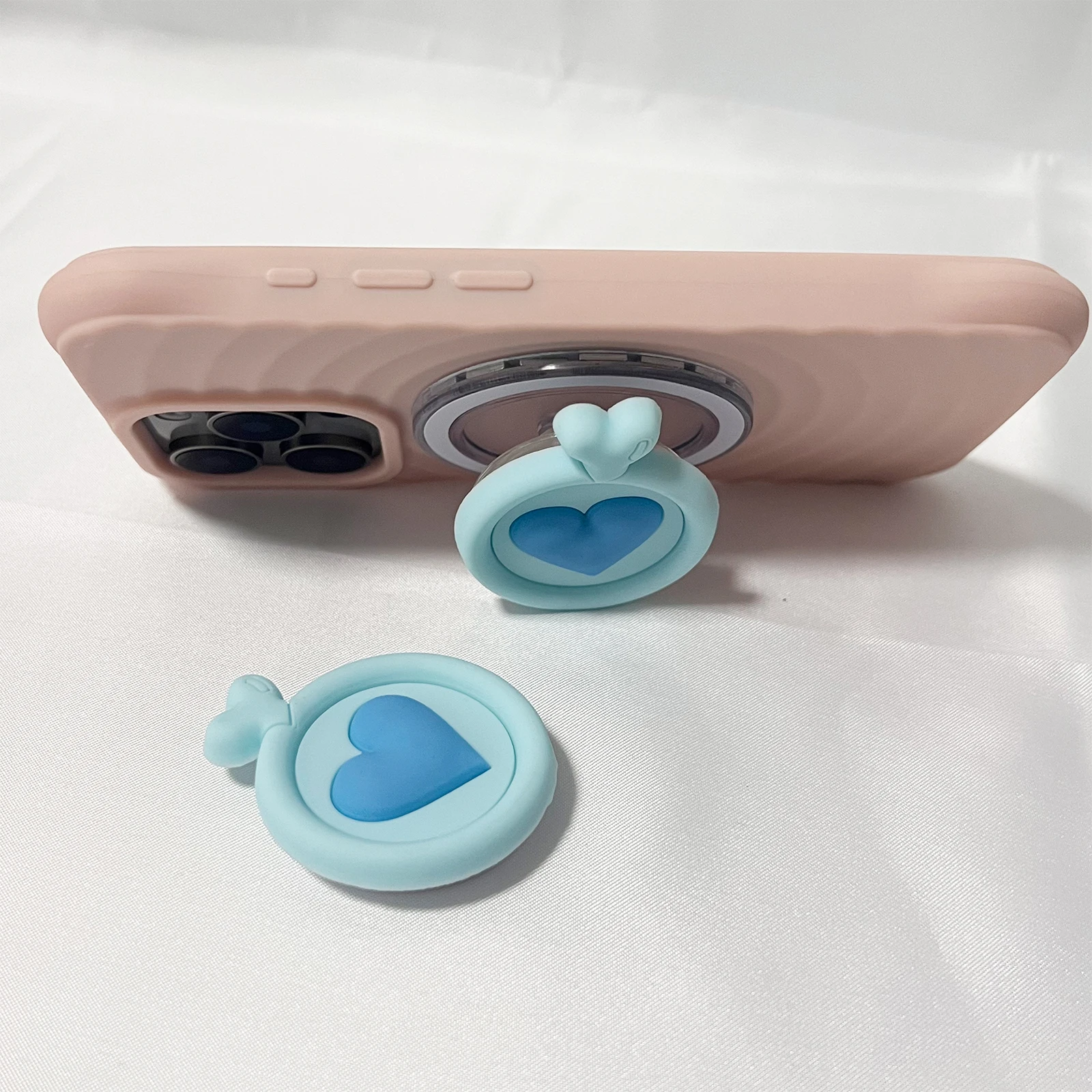 Niedlicher Cartoon-Silikon-Glücksherz-Handyhalter Grip Tok Handyhülle Ständer für iPhone 17 Pro Max 16 Pro Max