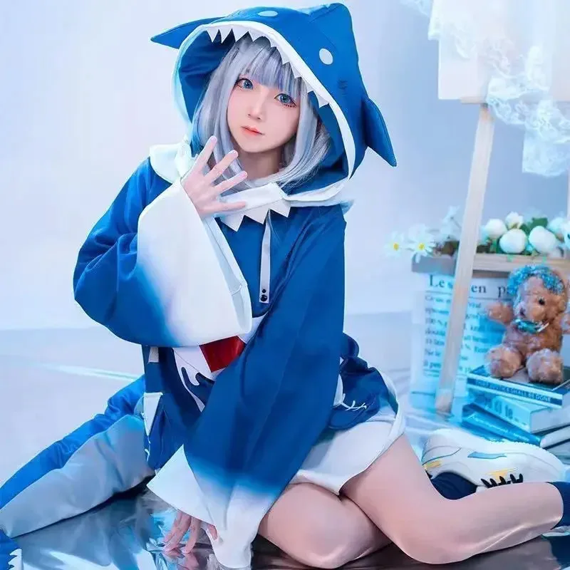 أزياء Hololive Gawr Gura ENG Shark للنساء للهالوين على YouTube مجموعة كاملة من الذيل BC5134b;4.f'7;j,3'