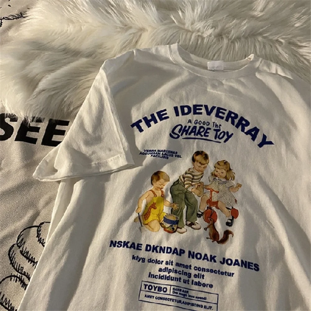 تي شيرت نسائي بأكمام قصيرة - صيف 2021 جديد، قميص مطبوع عليه حب الطالب الكوري، لطيف، كاجوال، ناعم، عصري، شبابي