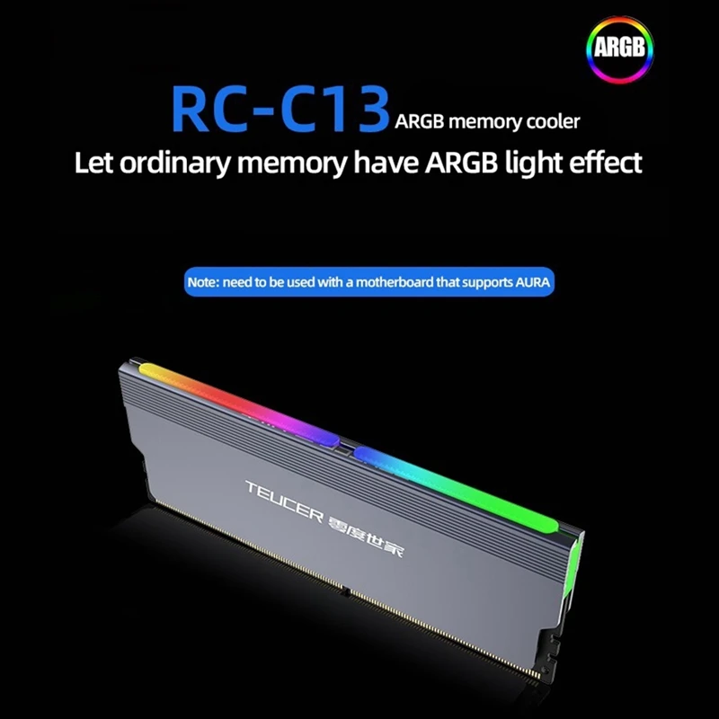 RAM glaques TEUCER RC-C13 RVB 256 document RAM Dissipateur Thermique Haute Performance Pour Jeu PC DDR2 DDR3 DDR4 Refroidisseur De Mémoire