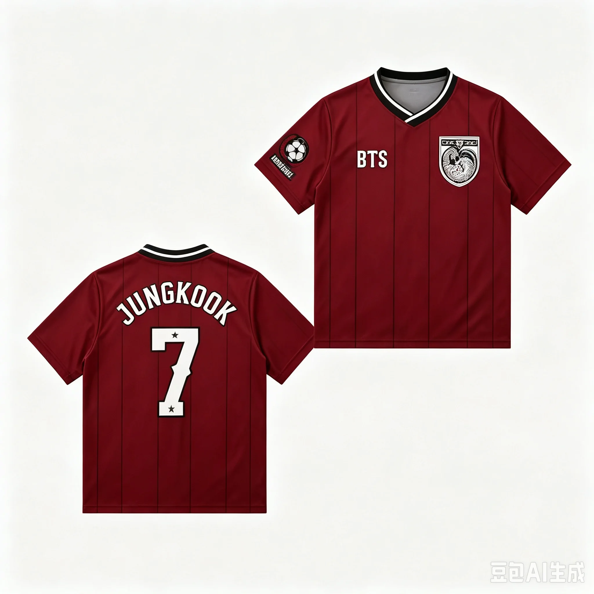 Kpop-Fan-Trikot, Nummer 7 Aufdruck, weinrotes Fußballtrikot, Familien-Matching, Polyester-Sport-T-Shirt, Kpop-Fan-Merch, lässige Streetwear – Detail 13