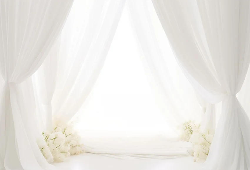 Mehofond Photography Background White Curtain Window Flower Adult Birthday Wedding Maternity Portrait Decor Backdrop Photo Studi