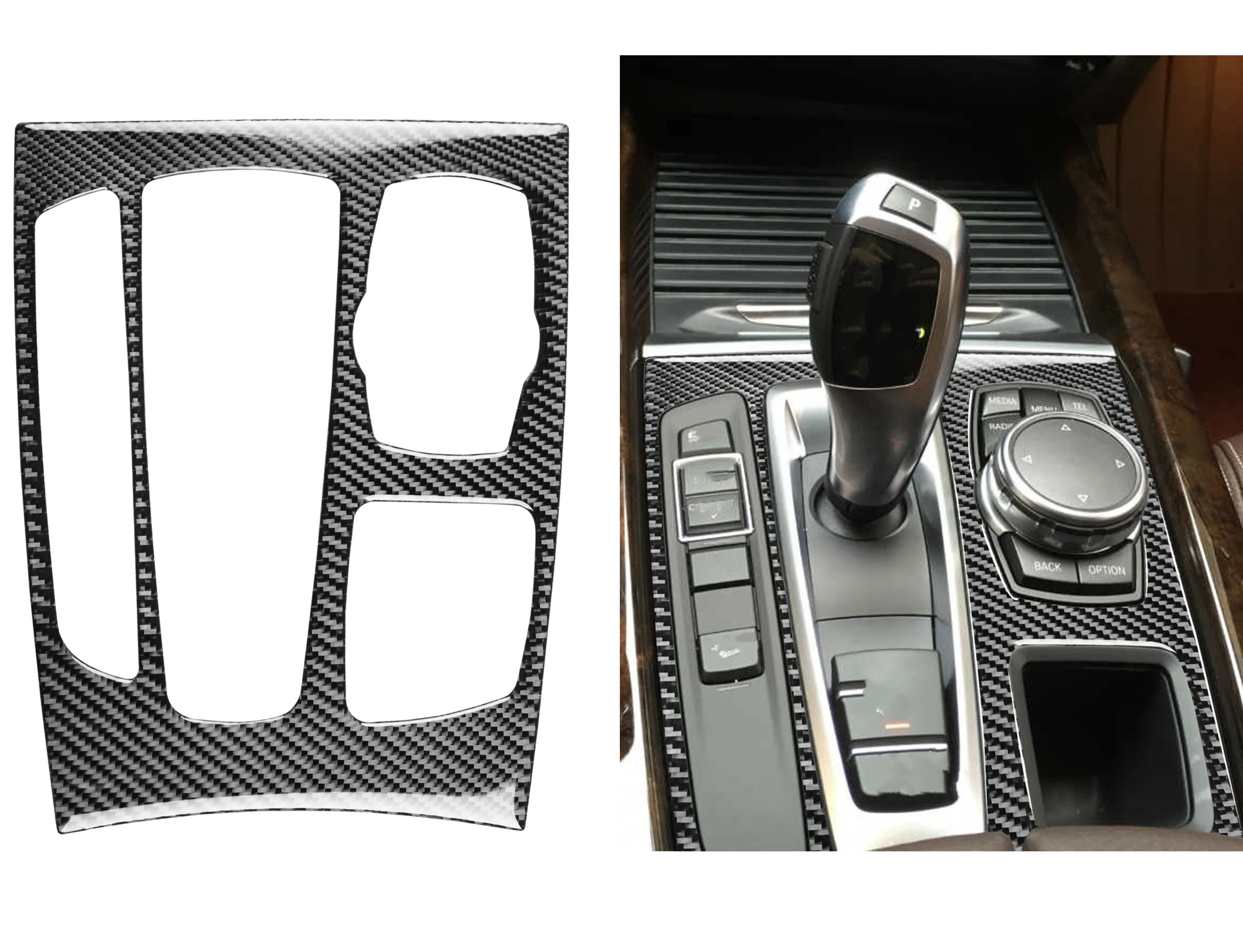 

For BMW X5 X6 F15 F16 2014 2015 2016 2017 Gear Shift Panel Frame Cover Sticker Trim Carbon Fiber