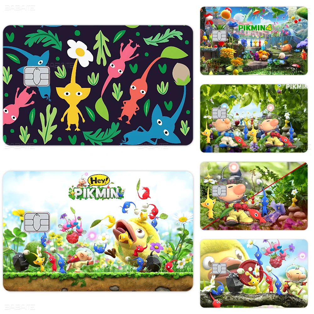 P-Pikmin Game Credit Card Skin Stickers No Adhesive Residue Water Proof For VISA Credit Card Subway Access Card