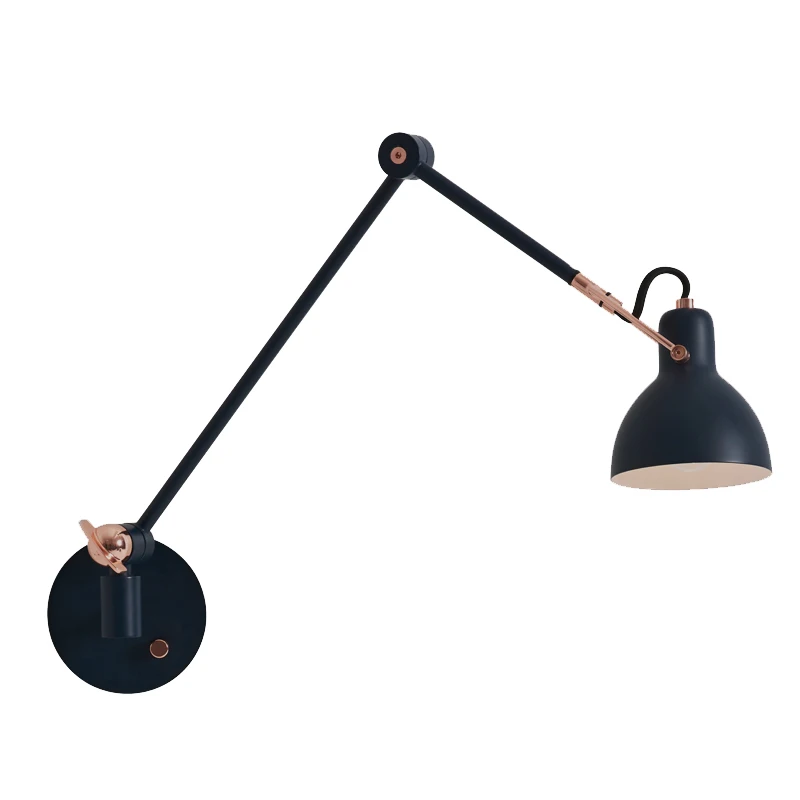 Nordic study, bedroom, living room, reading, stretching, modern, simple and extendable rocker arm, retro wall lamp