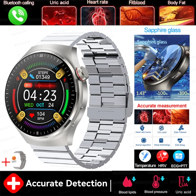 2025 New For XIAOMI Accurate Blood Lipid Uric Acid Smart Watch Men Women ECG+PPG Blood pressure Bluetooth call Health Smartwatch