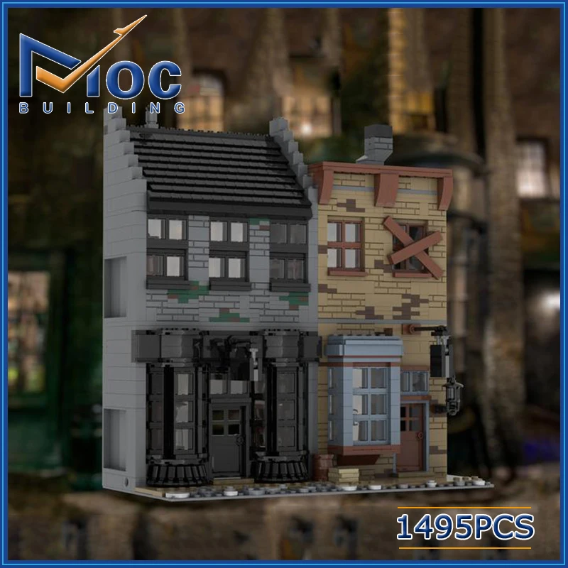 1495pcs Classic Movie MOC Borgin and Burke\'s McHavelock\'s Wizarding Headgear Building Block Castle Model DIY Assembly Brick Toy