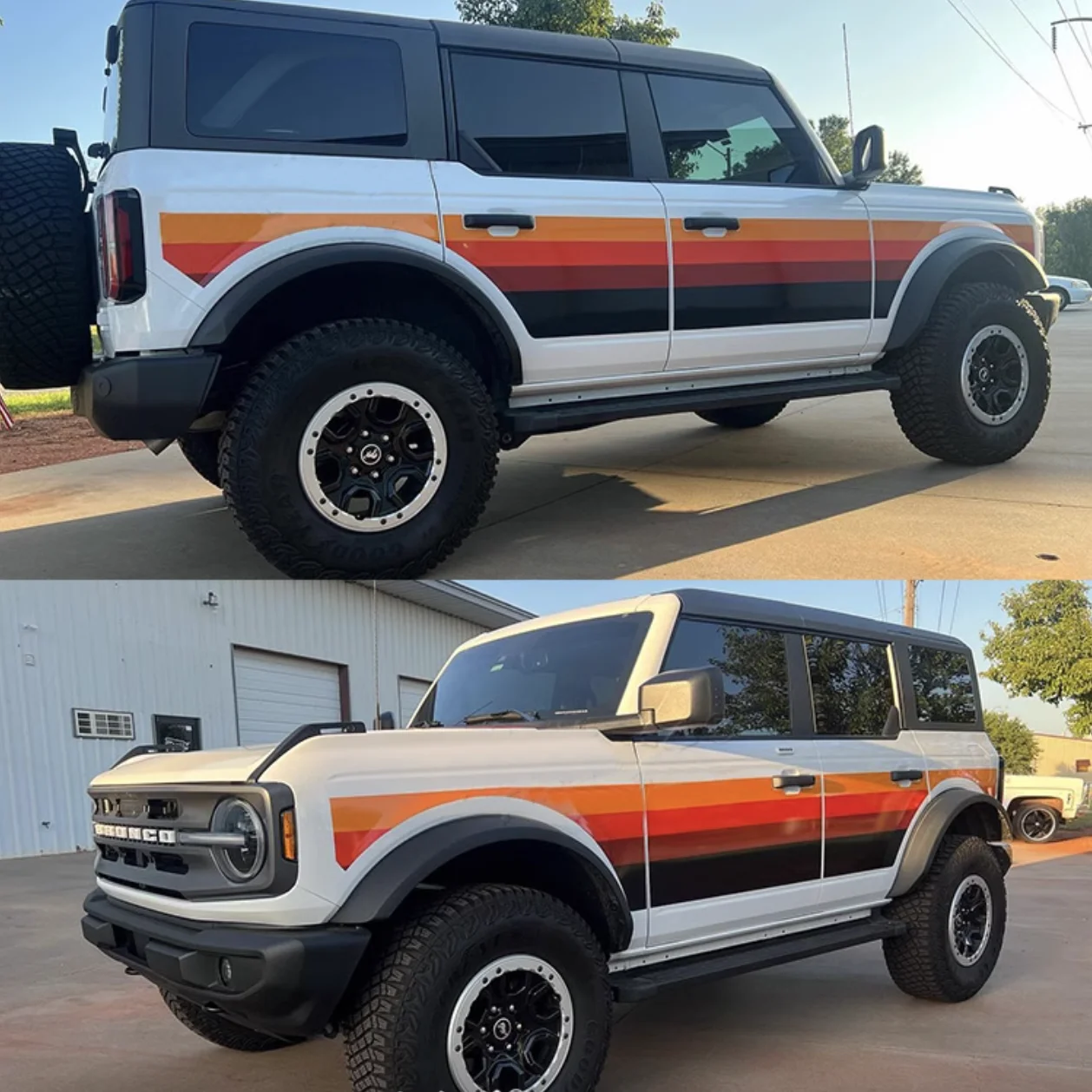 Custom Retro Sunset Orange Car Sticker Waist Line Stripe Graphics Decal Vinyl Wrap Precut Decoration Overlay for Ford Bronco