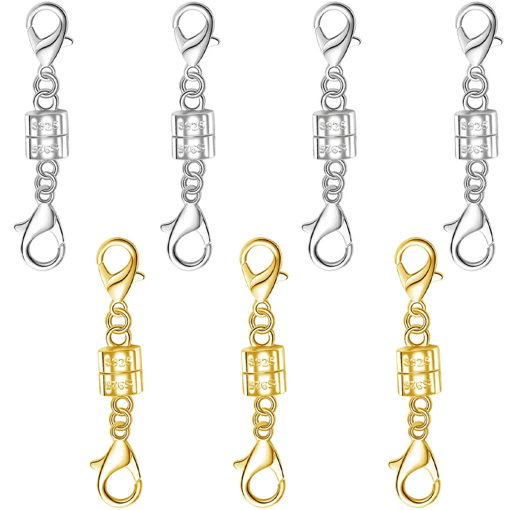 925 Silver Double Lobster Magnetic Necklace Clasps,Magnetic Jewelry Clasps for Necklaces Extender Bracelet Clasps and Closures