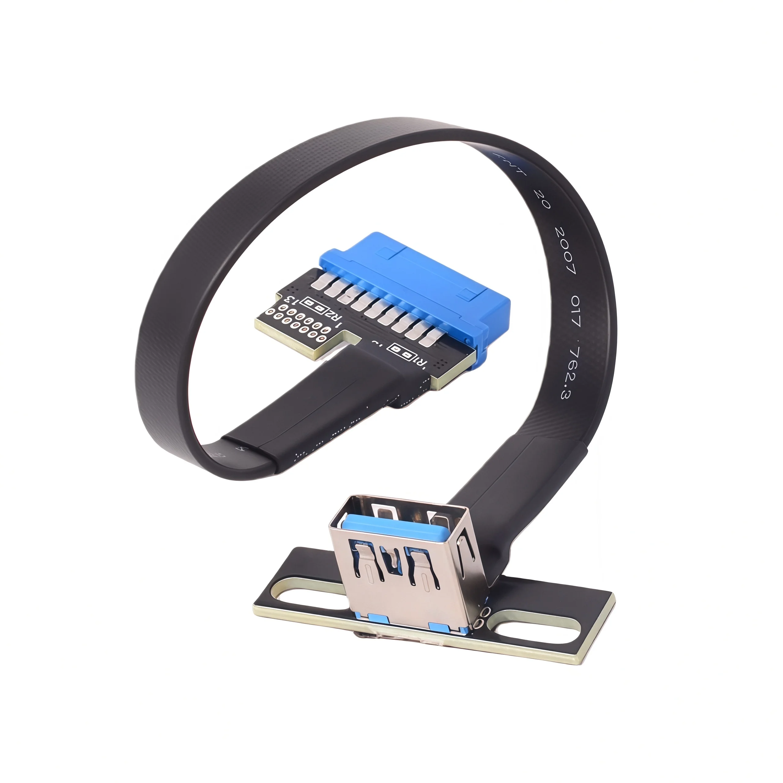 ADT-Link 5Gbps USB3.0 Type A to Type A Extension Cable Blue Interface 19P/20P Front Rear Corners With Screw Holes Adapter