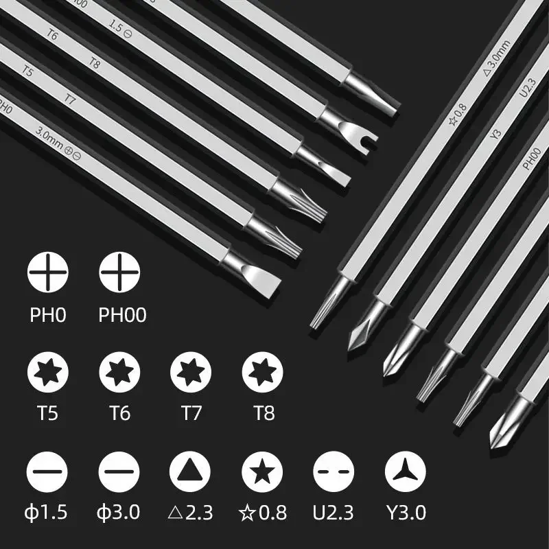 12 in 1 Strong Magnetic Screwdriver Set Cross Flat Shaped Screwdriver Head Multifunctional Precision Maintenance Hand Tools