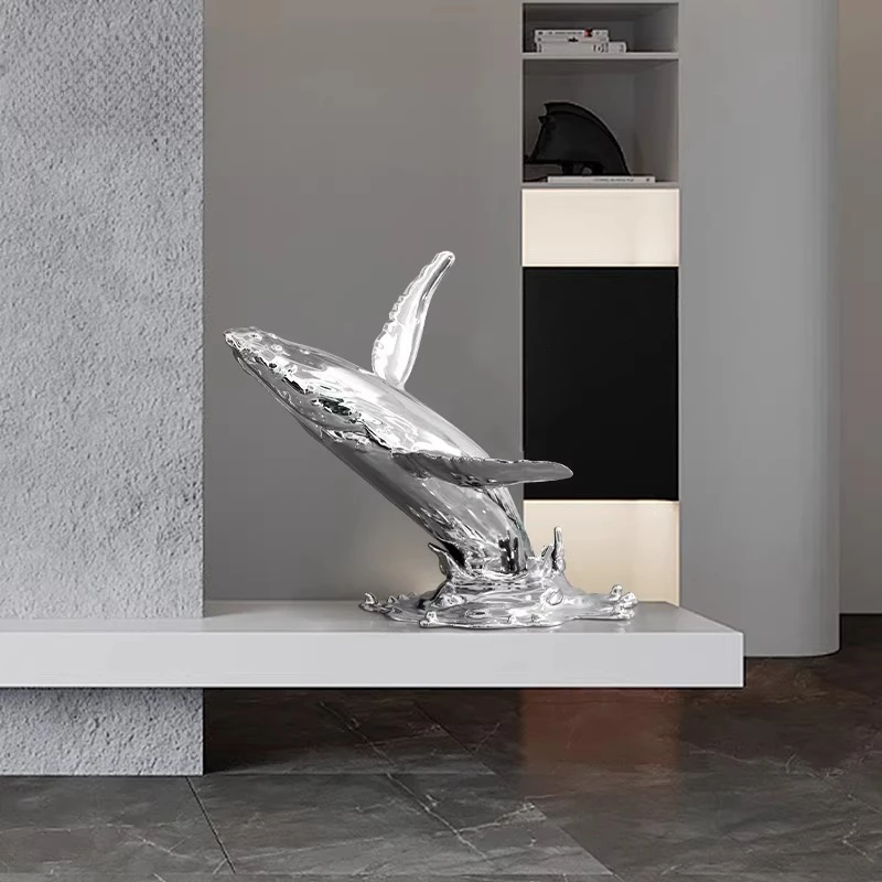 Home Decor Abstract Whale Sculpture Floor Decor Living Room Hotel Study Creative Animal Statue Art Hurnishings Housewarming Gift