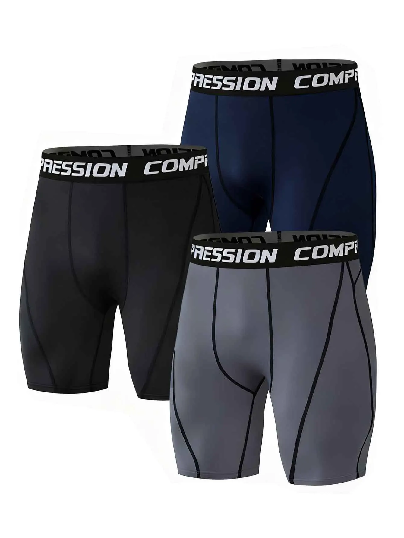

3 pcs One Pack Men's Compression Shorts Sports Tight Quick-Drying Breathable Running Workout Fitness Sportswear Underwear