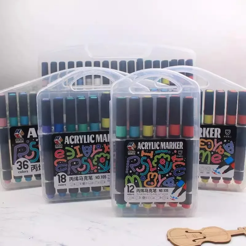 Juego de marcadores acrílicos de 12 colores/18 colores/24 colores/36, 48 colores, bolígrafos de colores especiales para dibujo artístico y pintura