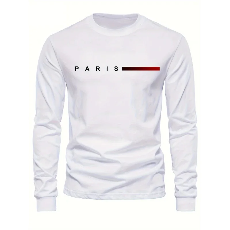 2025 ربيع جديد الرجال جولة الرقبة عارضة الشارع نمط الملابس فضفاضة الأزياء البلوز إلكتروني نمط الإبداعية طويلة الأكمام تي شيرت