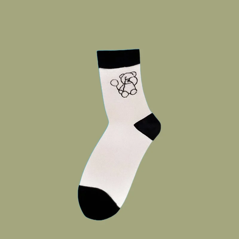 5/10 Paar neue Damen Frühling und Sommer lässige Mittels ocken hochwertige Modes ocken Retro College-Stil tragen Baumwoll socken