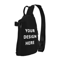 Mochila Crossbody de ombro personalizada para homens, personalizar o logotipo carta impressão, seu design aqui sling chest bag, ciclismo, camping Daypack