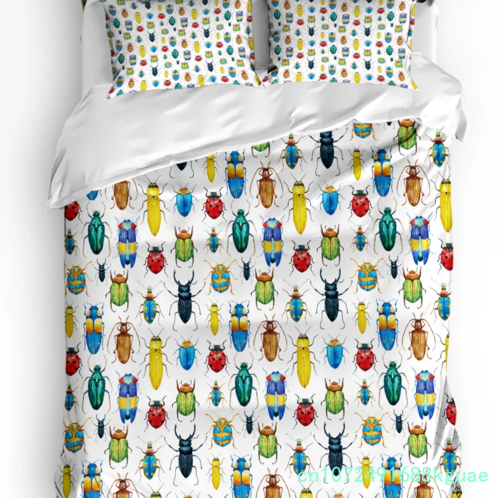 Insects Scarabs Beetles Duvet Cover Bed Bedding Set For Double Home Textile Quilt Cover Pillowcases Bedroom Bedding Set No Sheet