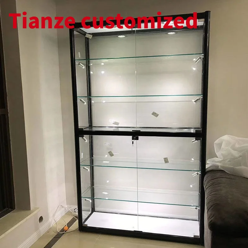 (customized)Fashionable Cheap  Glass Display Cabinet Aluminium Profile Showcase Retail Smoke Shop Showcase