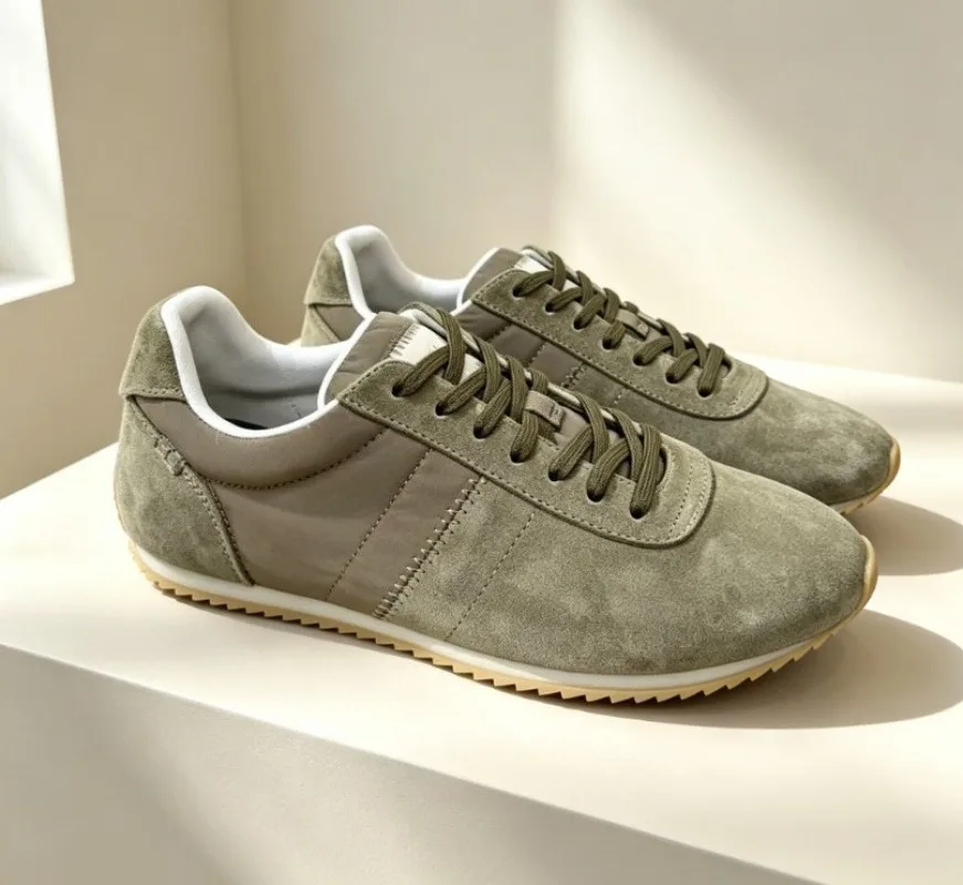 Men Women Retro Trainers Genuine Leather Suede Lace-up Casual Sneakers All-Match Vintage Sports Shoes Footwear