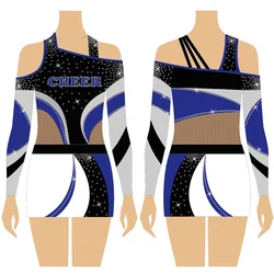 Costume da ballo uniforme da cheerleader, outfit sportivo, formato personalizzato, mini ordine, 1 set