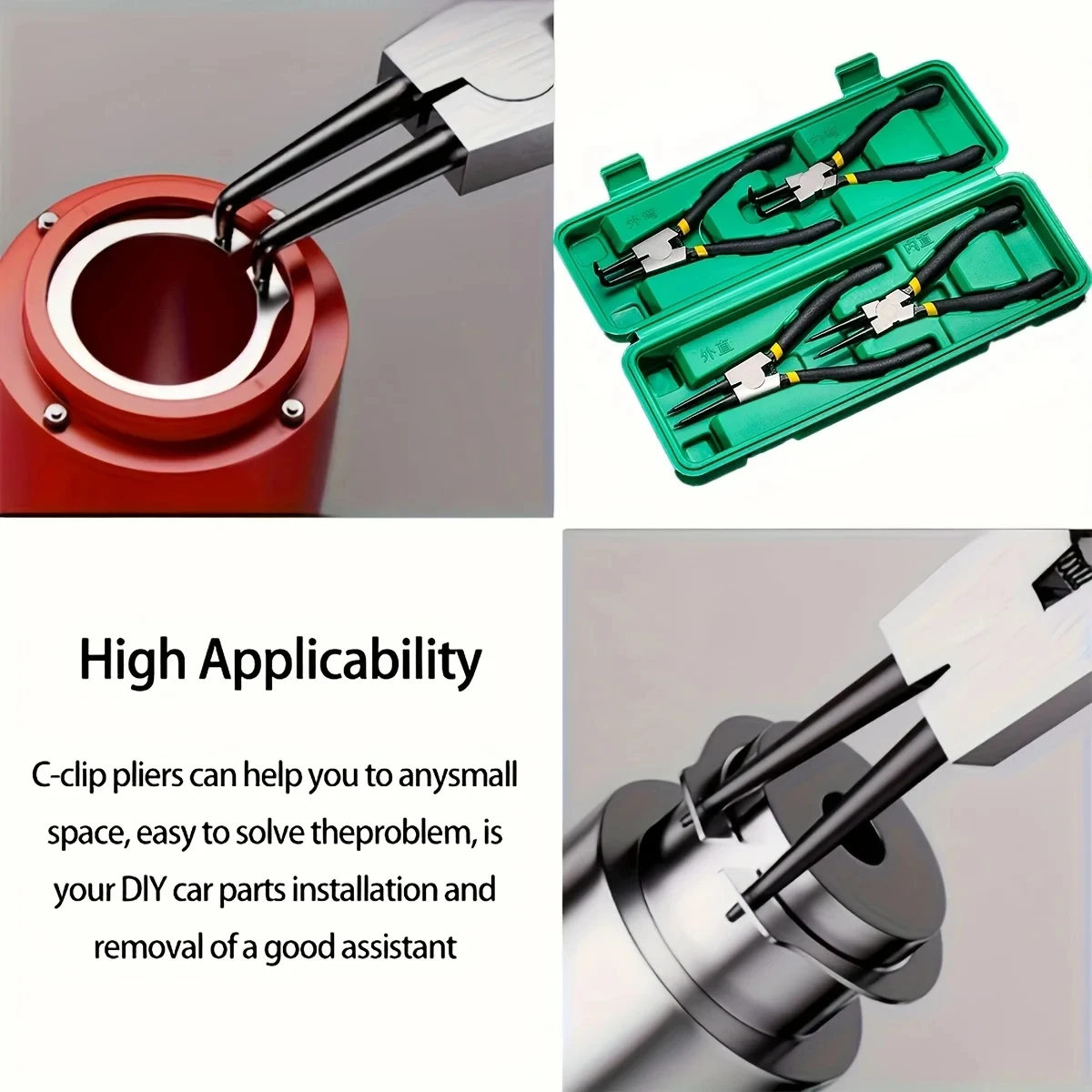 6/7 inch 4PCS/Set Circlip Pliers, Needle Nose Pliers, Retaining Ring Pliers for Removing Installing Puller Locking Rings Shafts image 6