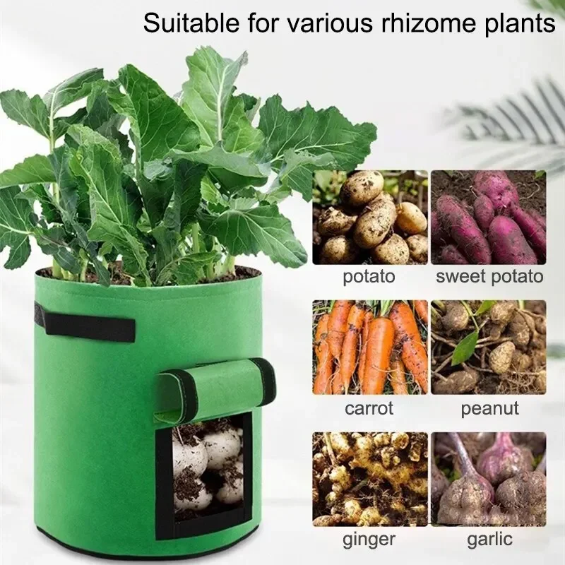 Felt Potato Planting Bag Large Diameter Vegetable Plant Seedling Bag Non-Woven Felt Potato Growing Bucket Vegetable Growing Bag