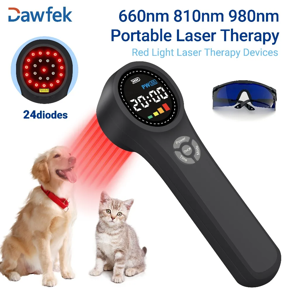Professional 1760mW Cold Laser Therapy Device for Pets 660nm 810nm 980nm LLLT Infrared Light Therapy for Ear Infections Pain