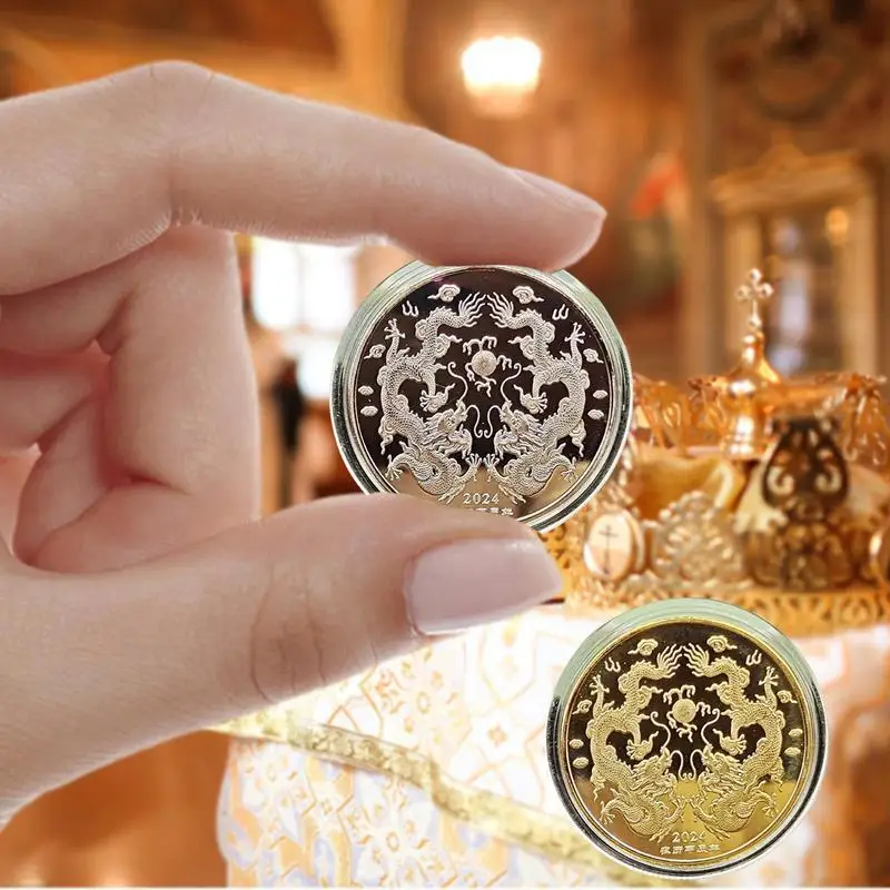 Year Of The Dragon Coin 2024 Year Of The Dragon Chinese Coin Collectibles Commemorative Gifts For Front Door Showcase Coffee