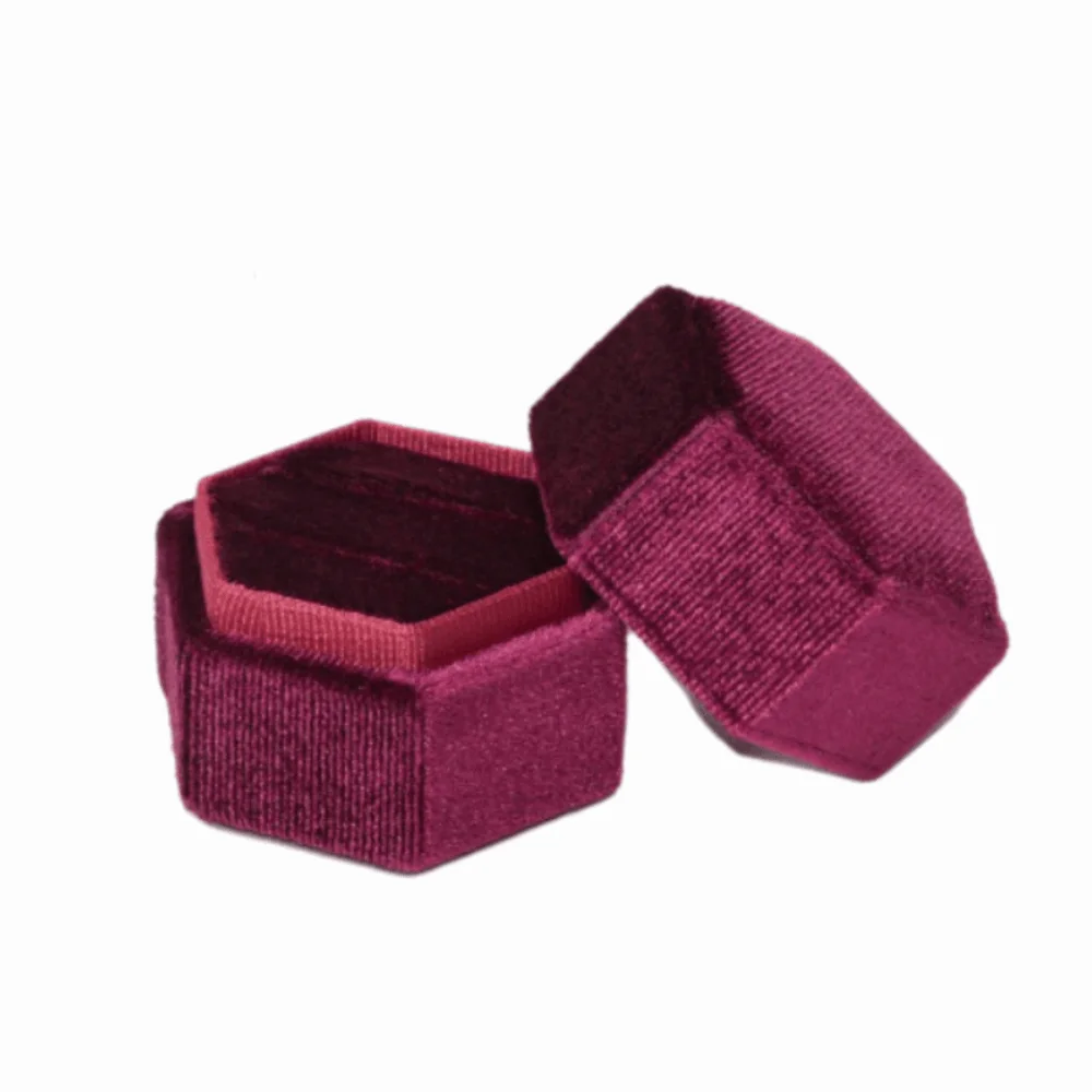 Light Luxury Velvet Hexagon Vintage Ring Box Elegant High-End Ring Storage Box Soft Mini Jewelry Organizer Engagement