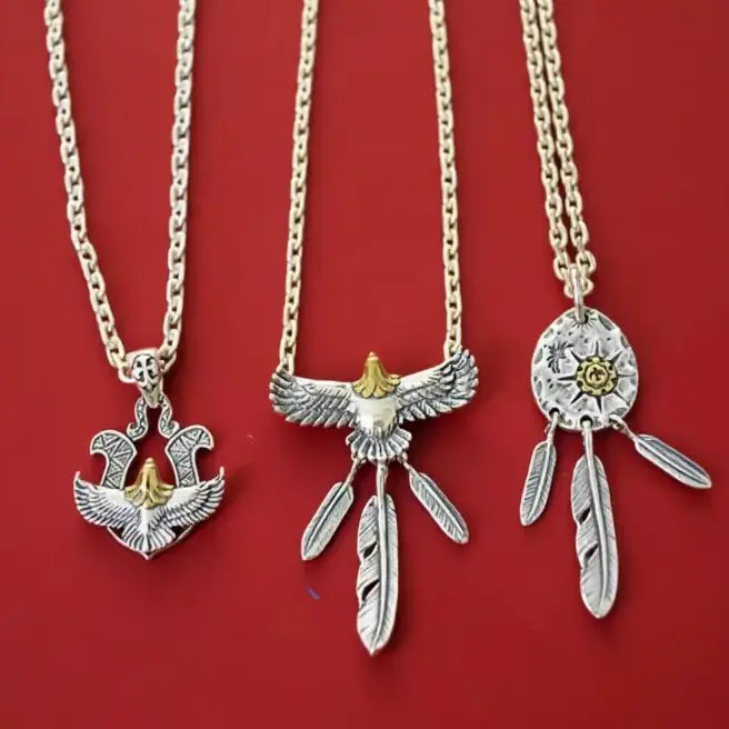 Chaopai Feather Necklace Leaf Eagle Claw Necklace Long Accessories Decorative Pendant Men