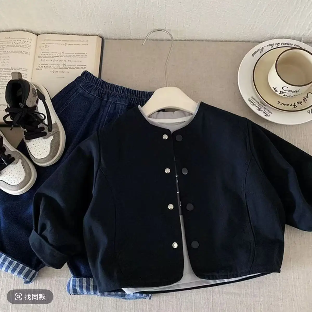 

1-7 Years Baby Boys' Coat Spring and Autumn Edition Children's Loose Round Neck Solid Color Casual Jacket 80-140cm