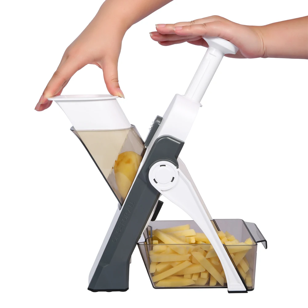 Imagem -03 - Cortador de Legumes e Frutas Food Chopper Dicer Fruit Fry Francês ss 420 Abs as Fatiador de Mandoline Acessórios de Cozinha Home Gadgets Js01